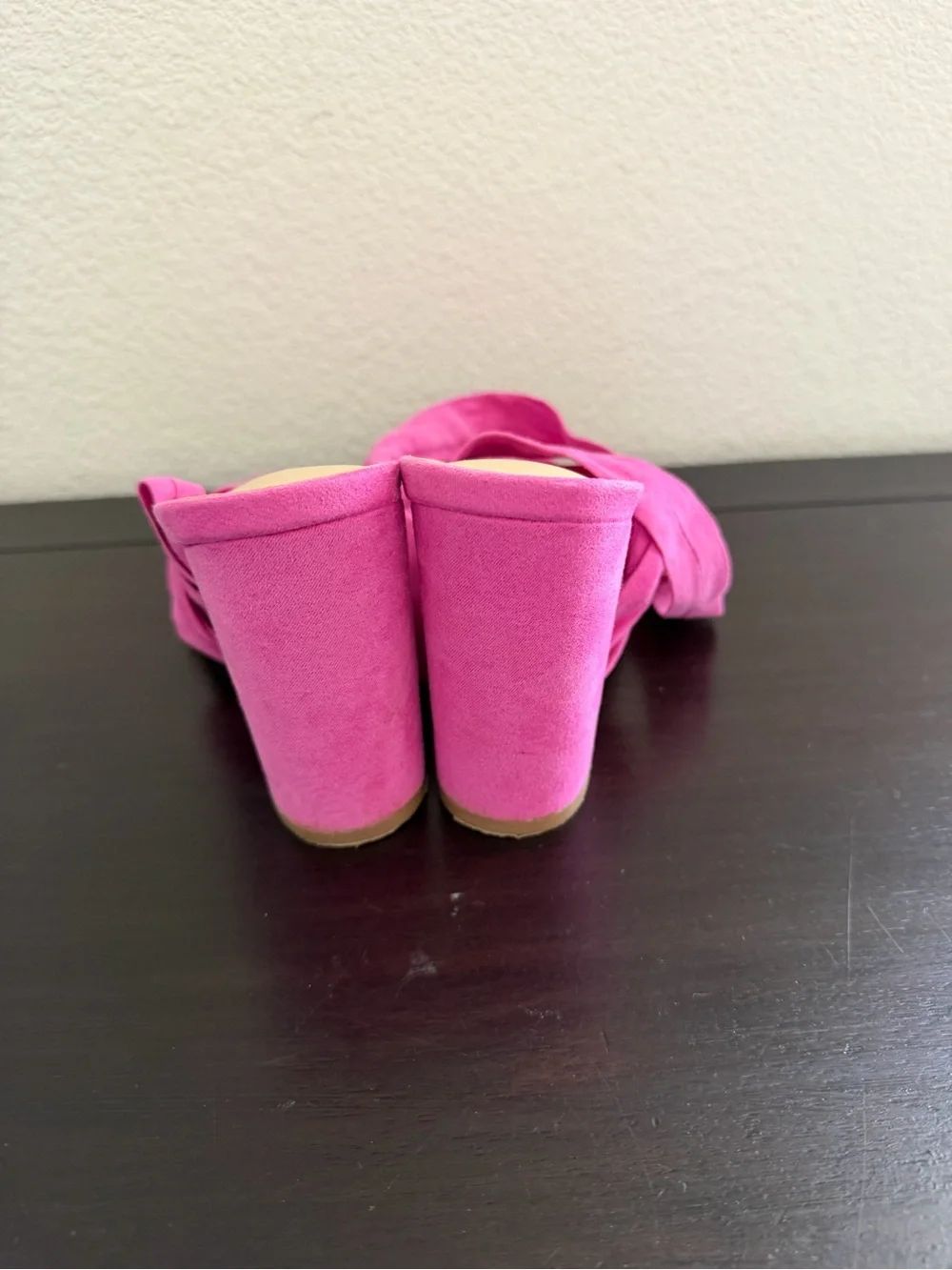Lulus Orchid Suede Lace Up Block Heel Sandals Size 7.5